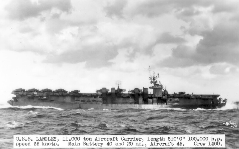 USS Langley (CVL-27) - N625H.jpg :: USS Langley (CVL-27), Light Aircraft Carrier, WW II - US NAVY PHOTO: USS Langley (CVL-27) underway with a task force in the Pacific, 27 Mar 1945. Photographed from USS McCord (DD-534).