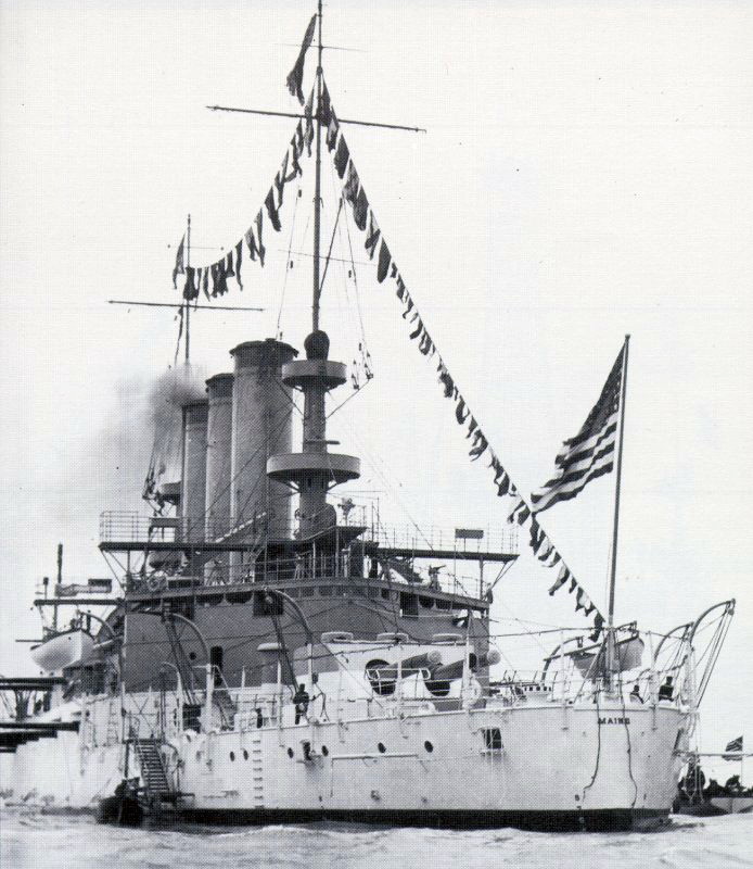 USS Maine (BB-10) - N2961M.jpg :: USS Maine (BB-10), Battleship, Post-Civil-War - US NAVY PHOTO: USS Maine (BB-10) stern view, Jun 1907. Pt. Comfort Virginia.
