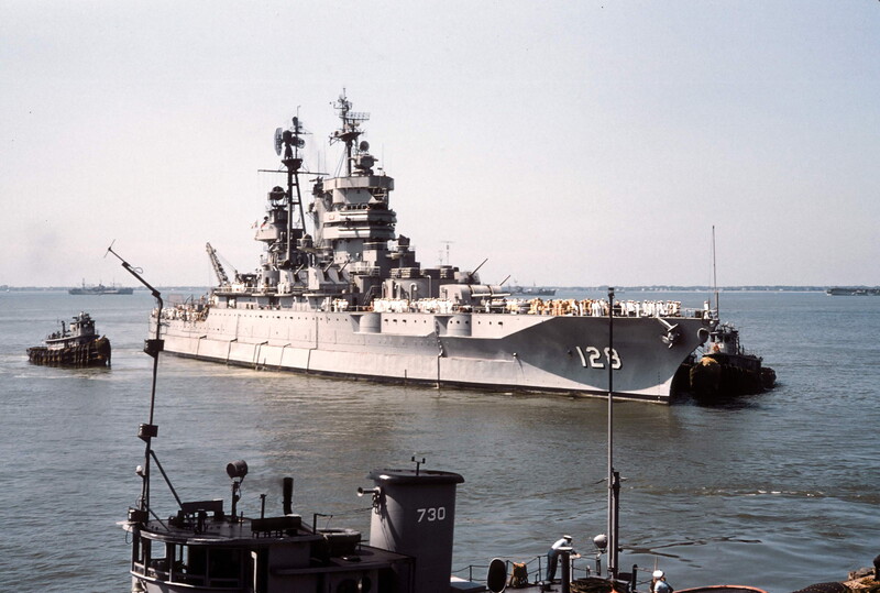 USS Mississippi (AG-128) - N38001A.jpg :: USS Mississippi (AG-128), Gunnery Training Ship, Post-WW II - US NAVY PHOTO: USS Mississippi (AG-128) in the middle 50's.
