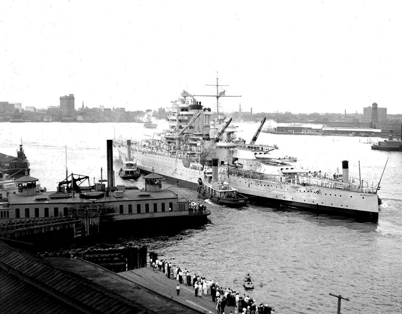 USS Mississippi (BB-41) - N3117L.jpg :: USS Mississippi (BB-41), Battleship, Post-WW I - US NAVY PHOTO: USS Mississippi (BB-41) in the Elizabeth River off Portsmouth, VA. The ship had just completed a two year long modernization overhaul at the Norfolk Navy Yard, 17 Aug 1933.