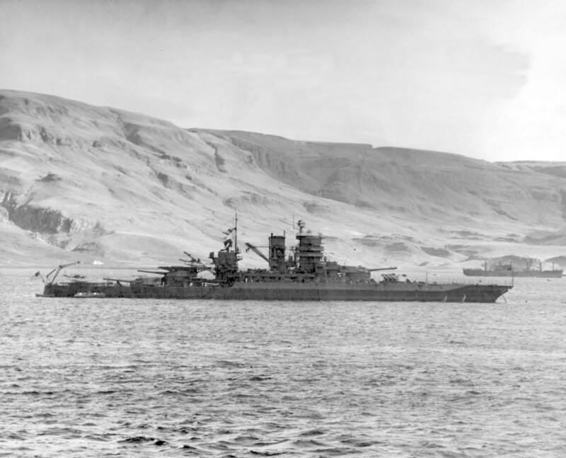 USS Mississippi (BB-41) - N3119J.jpg :: USS Mississippi (BB-41), Battleship, WW II - US NAVY PHOTO: Broadside view of the USS Mississippi (BB-41) at anchor at Hvalfjord, Iceland, 4 Oct 1941.