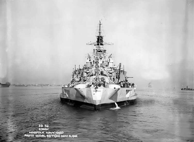 USS Nevada (BB-36) - N3063K.jpg :: USS Nevada (BB-36), Battleship, WW II - US NAVY PHOTO: Stern view of the USS Nevada (BB-36) off Norfolk Navy Yard on 8 Nov 1944.
