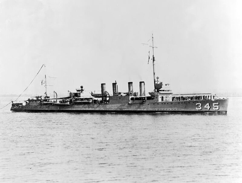 USS Preble (DD-345) - N4087.jpg :: USS Preble (DD-345), Destroyer, Post-WW I - US NAVY PHOTO: USS Preble (DD-345) 3/4 bow.