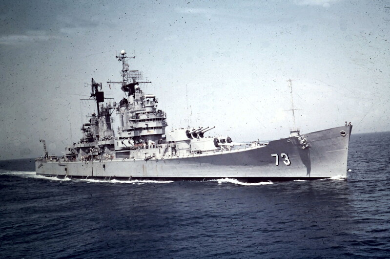 USS Saint Paul (CA-73) - N1914C.jpg :: USS Saint Paul (CA-73), Heavy Cruiser, Vietnam War - US NAVY PHOTO: USS Saint Paul (CA-73) during unreps on the Gun Line coming alongside with USS Clientele (AO 53) for fuel, supplies, mail and flicks, circa 1966-1969.