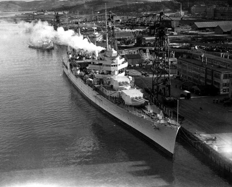 USS San Francisco (CA-38) - N1803G.jpg :: USS San Francisco (CA-38), Heavy Cruiser, Post-WW I - US NAVY PHOTO: The USS San Francisco (CA-38) at Mare Island Navy Yard in 1934. She was here through early 1935 for Gunnery installation and conversion to a flagship.