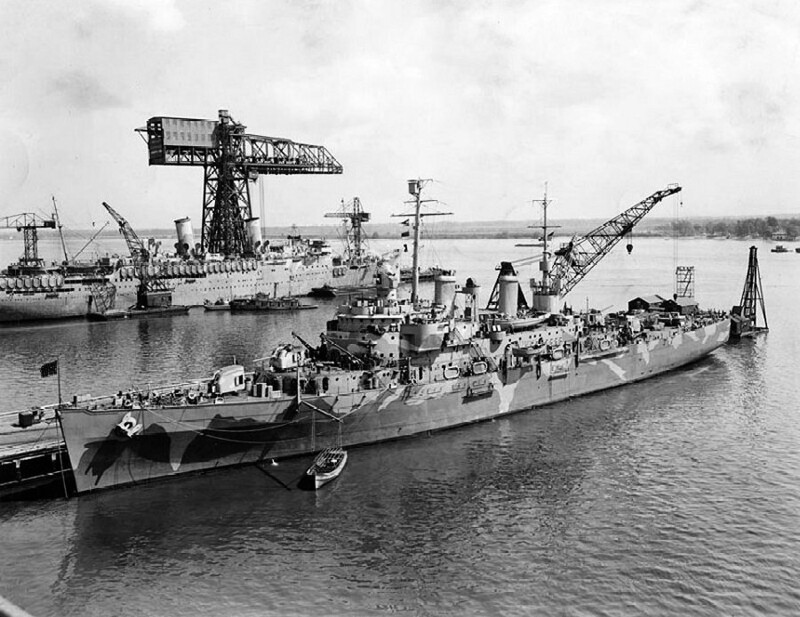 USS Terror (CM-5) - N12899K.jpg :: USS Terror (CM-5), Cargo Ship-Minelayer, WW II - US NAVY PHOTO: USS Terror (CM-5) at the Philadelphia Navy Yard, either just before sea trials or during her post-sea trial availability between 25 Aug and 16 Sep 1942. The transport in the background is USS Monticello (AP-61) which completed conversion on 10 Sep 1942.