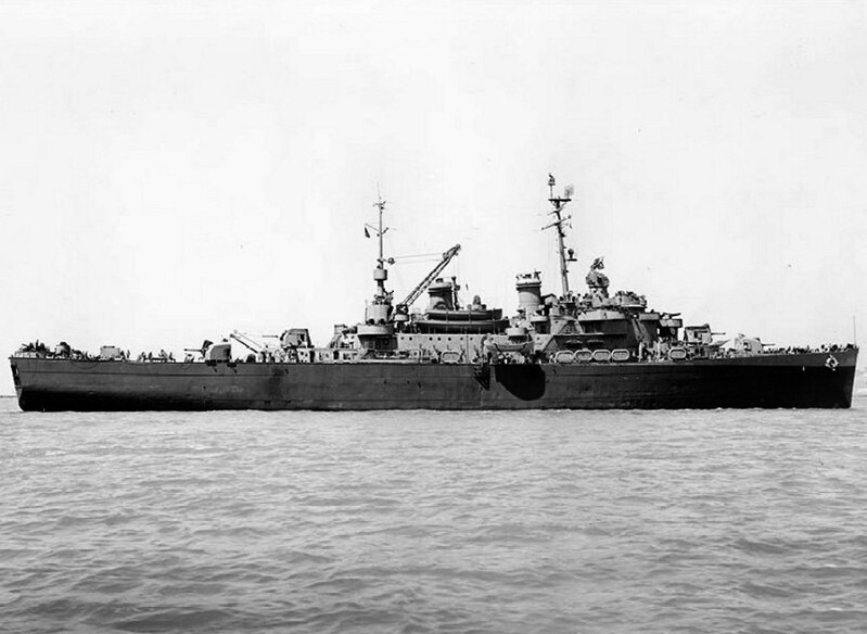 USS Terror (CM-5) - N12899M.jpg :: USS Terror (CM-5), Cargo Ship-Minelayer, WW II - US NAVY PHOTO: USS Terror (CM-5) Mare Island, CA on 9 Aug 1945 after her Mare Island refit and Kamikaze damage. The Terror displays her final wartime configuration. Two additional quadruple 40-mm antiaircraft mounts joined the four already aboard, and the twin 40-mm mount just forward of the bridge was retained. Two single Army-pattern 40-mm guns were removed, the ten single 20-mm guns were exchanged for eight twin mountings, and antiaircraft fire control was augmented through the addition of two Mk 29 radar-equipped Mk 57 directors.