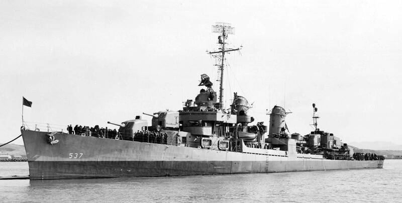 USS The Sullivans (DD-537) - N5274F.jpg :: USS The Sullivans (DD-537), Destroyer, WW II - US NAVY PHOTO: USS The Sullivans (DD-537) at Mare Island Navy Yard, 28 Aug 1945. 
