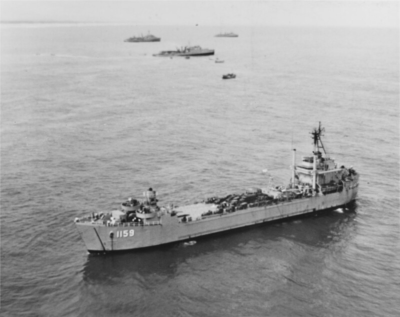 USS Tom Green County (LST-1159) - N26963E.jpg :: USS Tom Green County (LST-1159), Landing Ship, Tank, Vietnam War - US NAVY PHOTO: USS Tom Green County (LST-1159) lays off the coast of South Vietnam with other U.S. Seventh Fleet amphibious ships supporting operations in South Vietnam, Mar 1967.