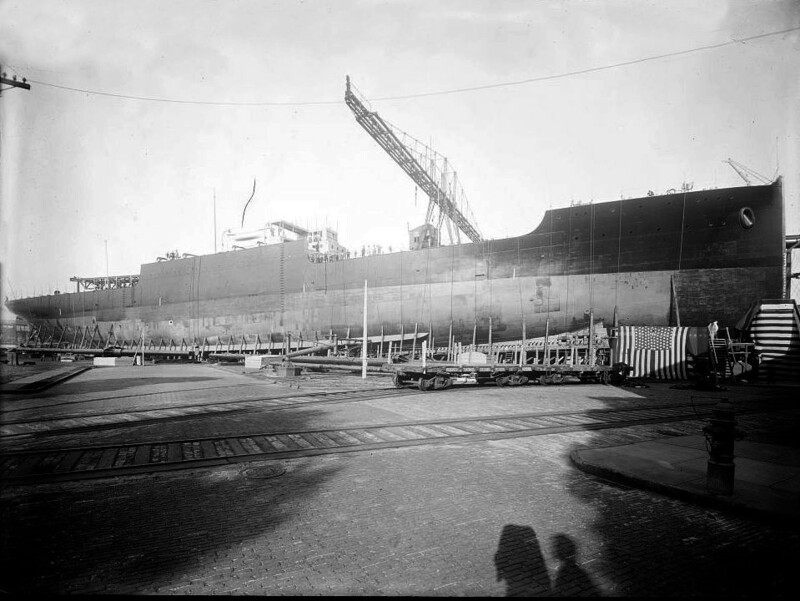 USS Vestal (AR-4) - N20151A.jpg :: USS Vestal (AR-4), Repair Ship, Post-Civil War - US NAVY PHOTO: USS Vestal (Collier No 1) being constructed at the New York Navy Yard in early 1908.