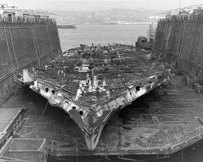 USS West Virginia (BB-48) - N3184K.jpg :: USS West Virginia (BB-48), Battleship, Vietnam War - US NAVY PHOTO: The end of the USS West Virginia (BB-48), 1 Mar 1959.
