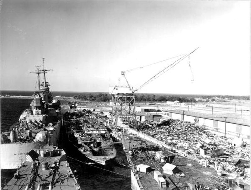 USS Witchita (CA-45) - N1840K.jpg :: USS Witchita (CA-45), Heavy Cruiser, Vietnam War - US NAVY PHOTO: Ex-Wichita awaiting scrapping at Port Panama City, Florida. There appears to be at least 3 other hulls in the process of bring scrapped.
