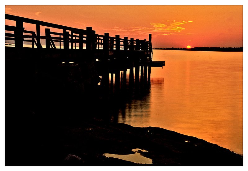 Lords Point.jpg :: Stonington - A pier at Lords Point is silhouetted by the setting sun.