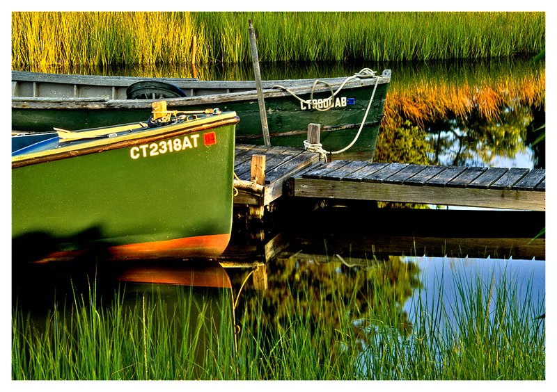 boats in cove.jpg :: Stonington - Two rowboats docked in a quiet cove.