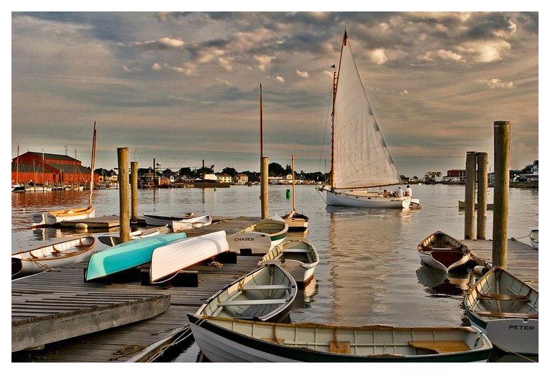 classic boat under sail.jpg :: Mystic - A late day sail of a classic boat on the Mystic River.