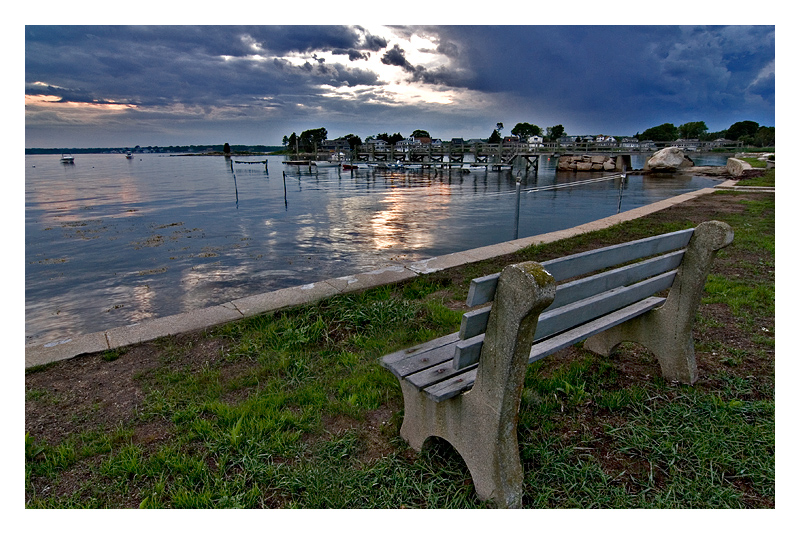 empty bench.jpg :: Stonington - Lords Point just after a summer thunder storm.