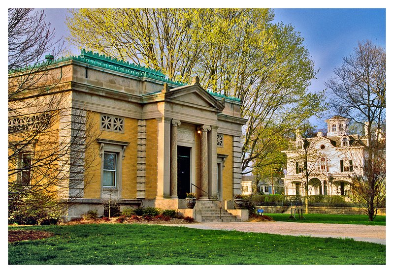 library-park.jpg :: Stonington - The Stonington Library on a warm spring afternoon.