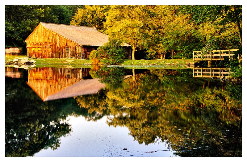 sawmill-Ledyard.jpg :: Ledyard - The Up-Down sawmill is reflected in a small pond.