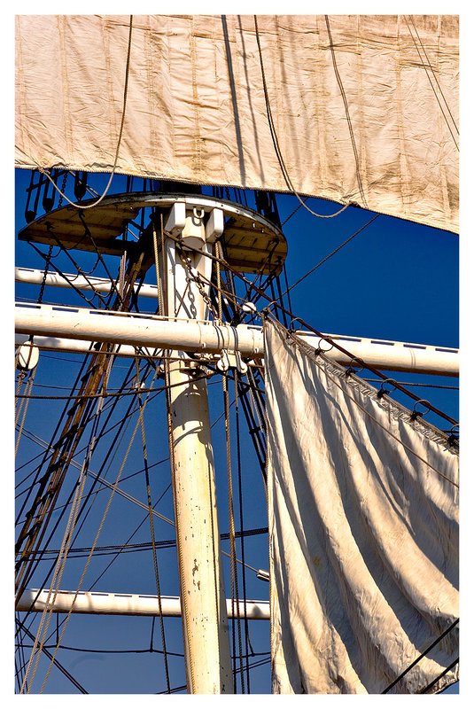 ship-sails.jpg :: Mystic - Unfurled sails of the whaleship Charles W. Morgan.