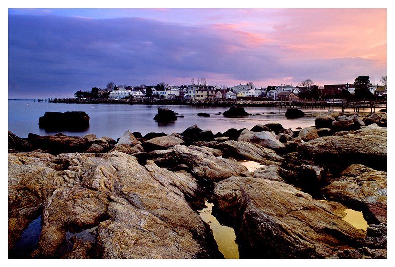 view from Wall St..jpg :: Stonington - A view of Stonington Village from Wall St. at dusk.