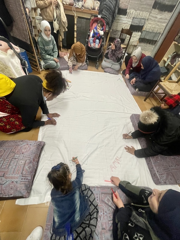 day 3 beginning mark-making on the surface fabric.jpg