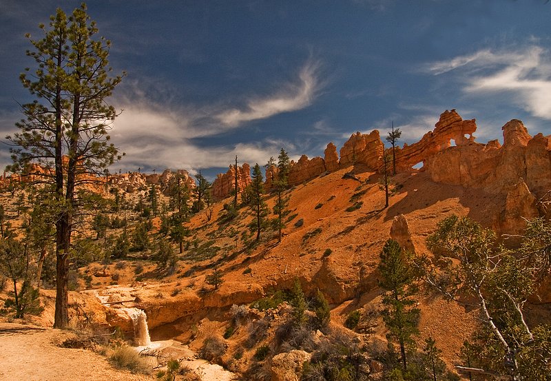 Dragons Lair.jpg :: The rugged ridgeline resembles a prehistoric dragon along the Tropic Ditch near Mossy Cave. Bryce National Park, Utah.