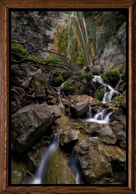 Amidst Limekiln Falls - Framed.jpg :: Limekiln Creek pours 100' down a spectacular wall of limestone and boulders at Limekiln State Park, south of Big Sur, California