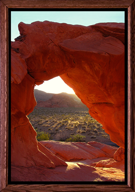 Arch Rock - Framed.jpg :: Sundown in Valley of Fire State Park, Nevada home to a few thousand acres of tortured red rock and ancient Indian petroglyphs.