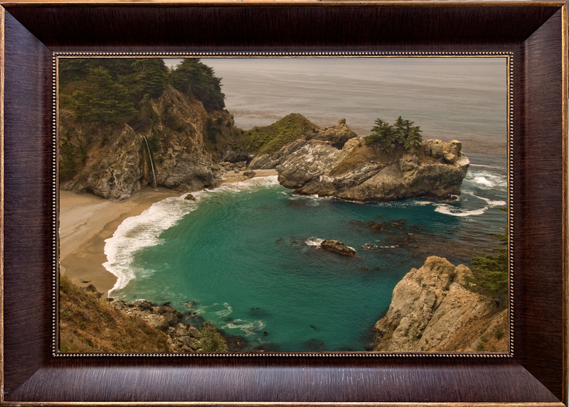McWay Falls - Framed.jpg :: The year-round 80' McWay Falls and pristine cove are hidden treasures in Julia Pfeiffer Burns State Park along the Big Sur, California coastline.