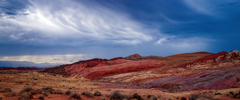 Quenching Valley of Fire.jpg :: Late afternoon showers bring out the rich colors of Valley of Fire State Park in Nevada.