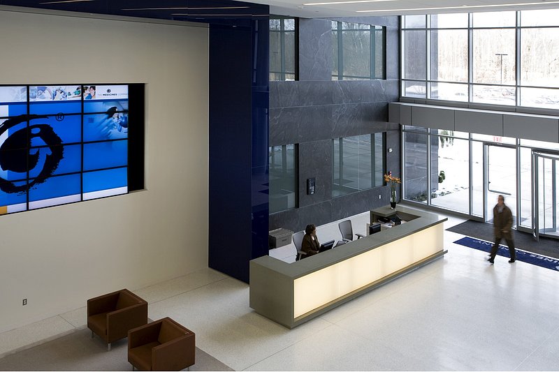 8 Sylvan lobby from bridge.jpg :: Client: Hampshire Companies, 8 Slyvan Way, Parsippany, NJ  