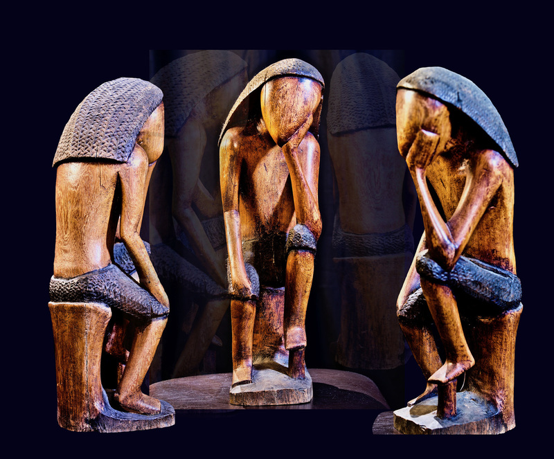 The Thinker Wood Statue 2020  copy.jpg :: African Art Sculpture (Hand on Cheek)