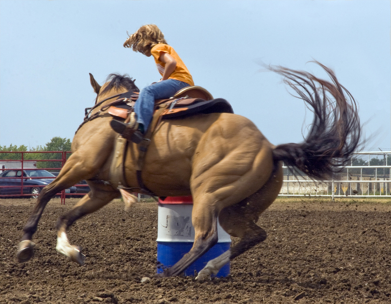 Barrel Racer FINAL.jpg :: Competitive Barrel Racing is a popular sport, especially among women during rodeo events.  This capture was at the Missouri State Fair, Sedalia, Missouri.