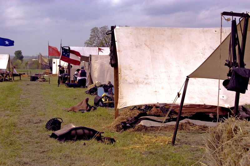 ConfederateCampFINAL.jpg :: Confederate Camp of Shelby's Fifth Cavalry Unit at Battle of Lone Jack, Missouri