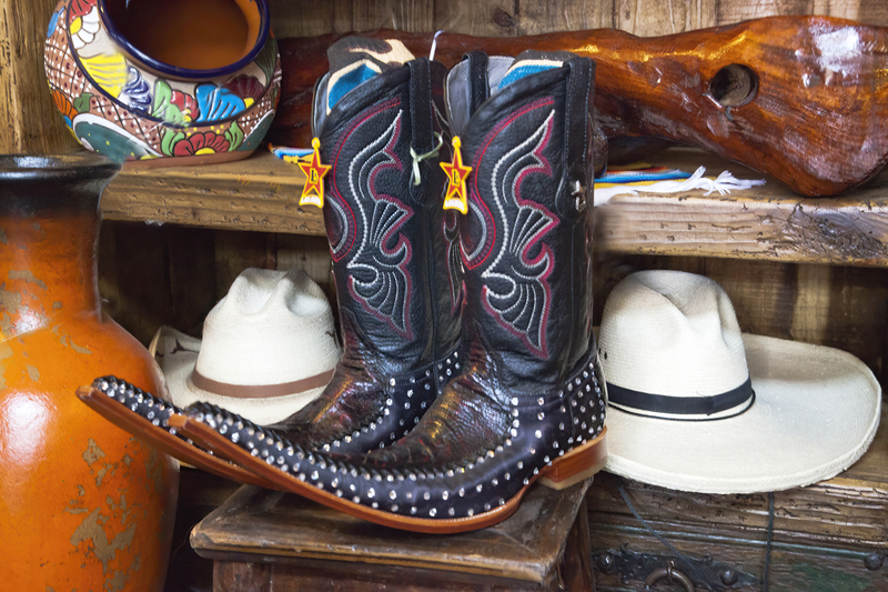 Long-Toed Cowboy Boots FINAL(1).jpg :: These long-toed cowboy boots were the center of this western display in a shop in Historic Downtown Fredericksburg, Texas
