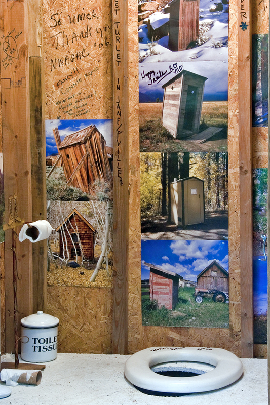 Outhouse With Outhouse Pictures FINAL 1200.jpg :: Have you ever enjoyed going into an outhouse?  This outhouse was found along a riding trail at Huckleberry Stables in Pineville, Missouri. It is a popular stop and is well maintained for visitors.