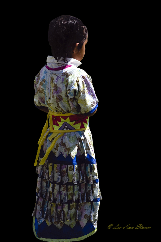Young Native American Girl in Dance Regalia.jpg :: Young Native American Girl in Pow Wow Regalia at Cheyenne Days in Wyoming 2010