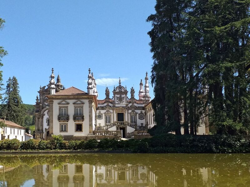 DC 22-0766-005.jpg :: Saga Douro River Cruise, Fundação da Casa de Mateus: The Mateus Palace , also known as the Solar de Mateus and Casa de Mateus , is located in the parish of Mateus , municipality of Vila Real, District of Vila Real. The Casa de Mateus was built in the first half of the 18th century by the 3rd Morgado de Mateus, António José Botelho Mourão. The house was always administered by the Sousa Botelho family. The project for this palace was presumably designed by the architect Nicolau Nasoni. The Palace consists of the main house, the gardens, the wine cellar and a chapel. The Mateus Palace has been classified as a National Monument since 1910. Photo taken 30/08/2022