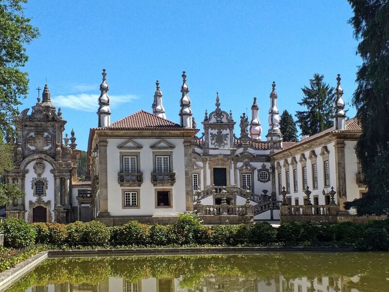 DC 22-0766-007.jpg :: Saga Douro River Cruise, Fundação da Casa de Mateus: The Mateus Palace , also known as the Solar de Mateus and Casa de Mateus , is located in the parish of Mateus , municipality of Vila Real, District of Vila Real. The Casa de Mateus was built in the first half of the 18th century by the 3rd Morgado de Mateus, António José Botelho Mourão. The house was always administered by the Sousa Botelho family. The project for this palace was presumably designed by the architect Nicolau Nasoni. The Palace consists of the main house, the gardens, the wine cellar and a chapel. The Mateus Palace has been classified as a National Monument since 1910. Photo taken 30/08/2022