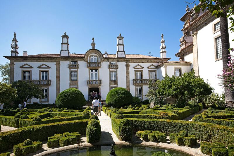 DC 22-0766-039.jpg :: Saga Douro River Cruise, Fundação da Casa de Mateus: The Mateus Palace, also known as the Solar de Mateus and Casa de Mateus, is located in the parish of Mateus, municipality of Vila Real, District of Vila Real. The leafy garden that surrounds the manor, in addition to its water mirror and boxwood areas. Photo taken 30/08/2022