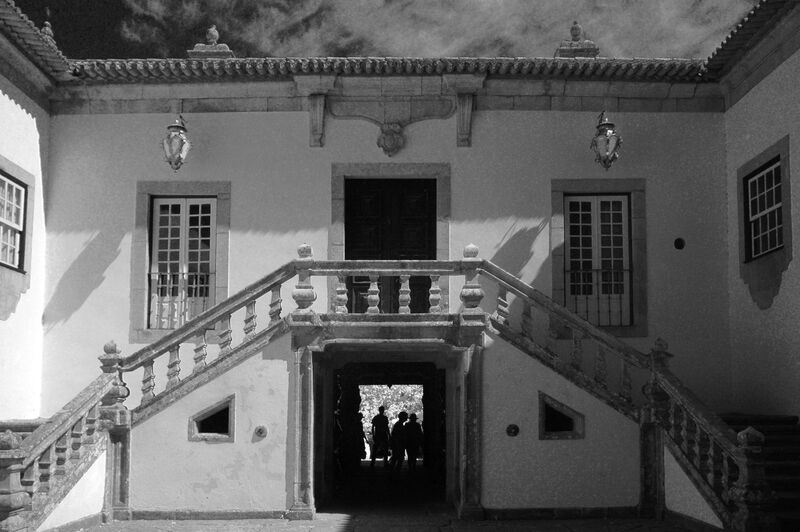 DC 22-0766-093b.jpg :: Saga Douro River Cruise, Fundação da Casa de Mateus: The Mateus Palace, also known as the Solar de Mateus and Casa de Mateus, is located in the parish of Mateus, municipality of Vila Real, District of Vila Real. The Casa de Mateus was built in the first half of the 18th century by the 3rd Morgado de Mateus, António José Botelho Mourão. The house was always administered by the Sousa Botelho family. The project for this palace was presumably designed by the architect Nicolau Nasoni. The Palace consists of the main house, the gardens, the wine cellar and a chapel. The Mateus Palace has been classified as a National Monument since 1910. Mono Infra-Red Image. Photo taken 30/08/2022