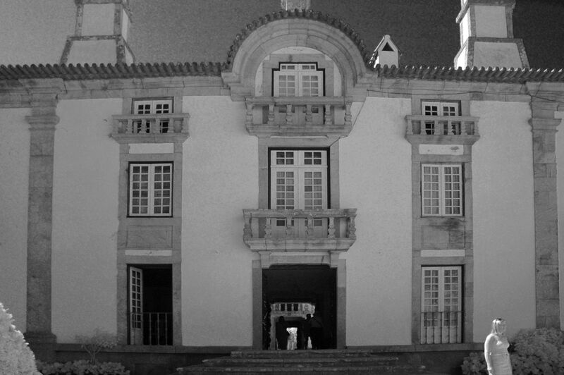 DC 22-0766-095b.jpg :: Saga Douro River Cruise, Fundação da Casa de Mateus: The Mateus Palace, also known as the Solar de Mateus and Casa de Mateus, is located in the parish of Mateus, municipality of Vila Real, District of Vila Real. The Casa de Mateus was built in the first half of the 18th century by the 3rd Morgado de Mateus, António José Botelho Mourão. The house was always administered by the Sousa Botelho family. The project for this palace was presumably designed by the architect Nicolau Nasoni. The Palace consists of the main house, the gardens, the wine cellar and a chapel. The Mateus Palace has been classified as a National Monument since 1910. Mono Infra-Red Image. Photo taken 30/08/2022