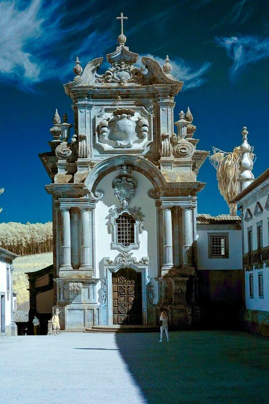 DC 22-0766-111a.jpg :: Saga Douro River Cruise, Fundação da Casa de Mateus: The Mateus Palace, also known as the Solar de Mateus and Casa de Mateus, is located in the parish of Mateus, municipality of Vila Real, District of Vila Real. The Casa de Mateus was built in the first half of the 18th century by the 3rd Morgado de Mateus, António José Botelho Mourão. The house was always administered by the Sousa Botelho family. The project for this palace was presumably designed by the architect Nicolau Nasoni. The Palace consists of the main house, the gardens, the wine cellar and a chapel. The Mateus Palace has been classified as a National Monument since 1910. Infra-Red Image. Photo taken 30/08/2022