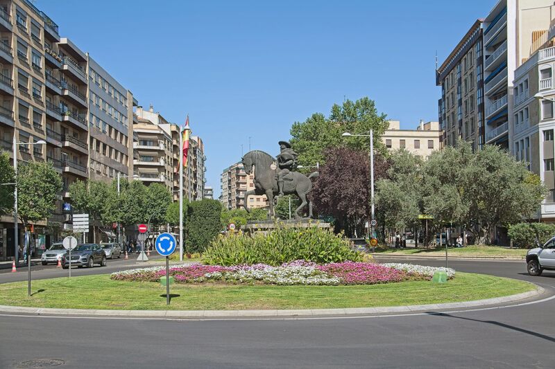 DC 22-0794-020.jpg :: Saga Douro River Cruise, Salamanca. Spain: This is the Monument to the Cowboy Charro (Monumento al Charro), a bronze sculpture in Salamanca, the sculpture is located in Plaza de España (Spain Square). It was created by the Spanish sculptor Venancio Blanco, who made several monumental bronzes of \