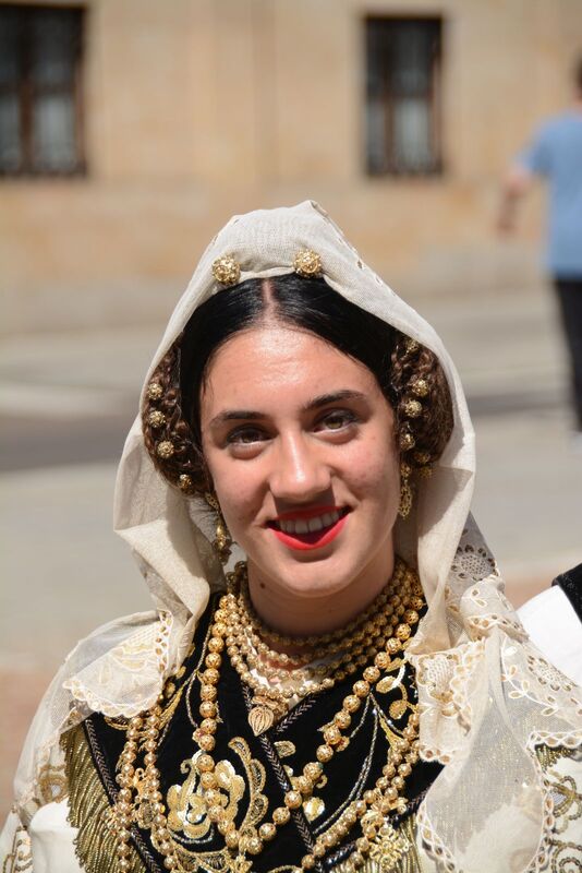 DC 22-0794-063.jpg :: Saga Douro River Cruise, Salamanca. Spain: Spanish Lady in traditional Spanish costume at the Plaza del Concilio de Trento. Photo taken 01/09/2022