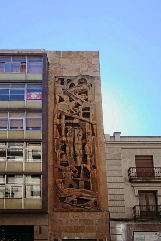 DC 22-0794-101.jpg :: Saga Douro River Cruise, Salamanca. Spain: The sculpture shown in the image is a relief by the Spanish artist José Luis Núñez Solé. The specific work is known as the \