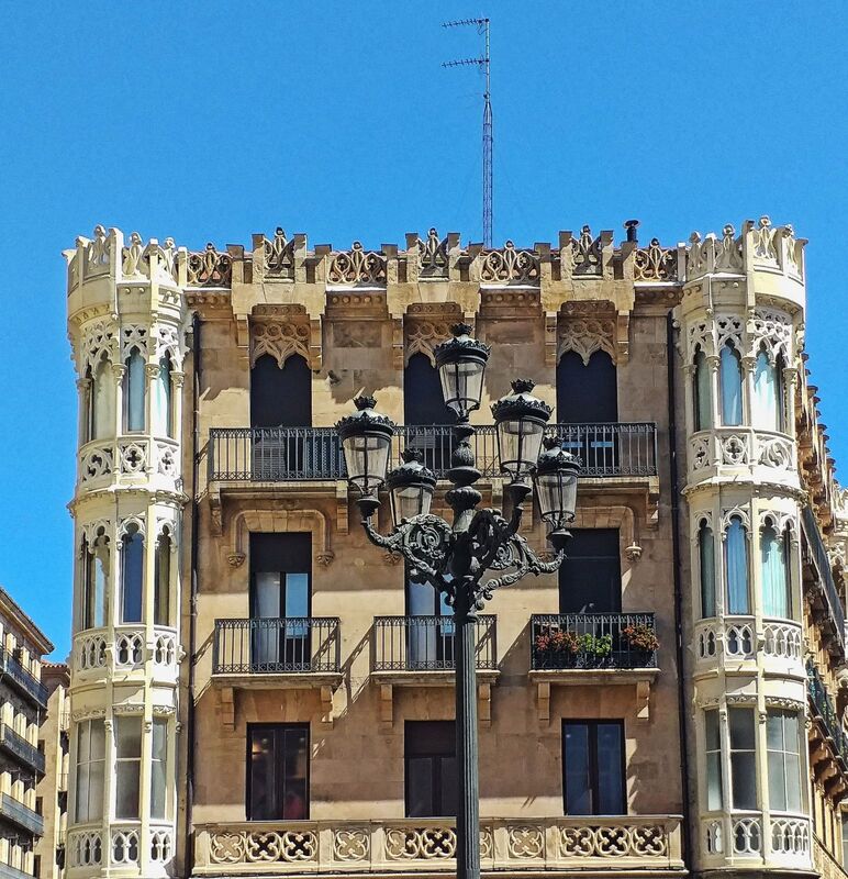 DC 22-0794-105.jpg :: Saga Douro River Cruise, Salamanca. Spain: Modenistic building in Calle Toro and Plaza del Liceo. Photo taken 01/09/2022