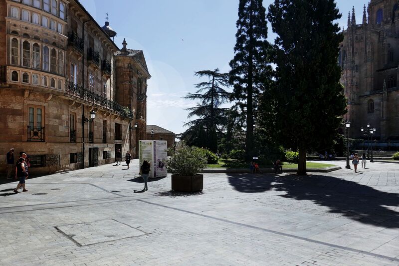 DC 22-0794-171.jpg :: Saga Douro River Cruise, Salamanca. Spain: La Plaza de Anaya (Anaya Square) is one of the most beautiful and lively places of Salamanca. It is located close to Old Cathedral. The square’s gardens is typical to see students playing music or reading. The square was opened during the Independent War for general french Thiebault, because before this place was simple medieval streets. Photo taken 01/09/2022