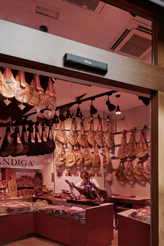 DC 22-0794-188.jpg :: Saga Douro River Cruise, Salamanca. Spain: Alhándiga, Iberian ham store outlet in Plaza del Corrillo. Photo taken 01/09/2022