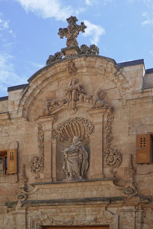 DC 22-0794-194.jpg :: Saga Douro River Cruise, Salamanca. Spain: The Centro Documental de la Memoria Histórica (Documentary Centre of Historical Memory), also known as the General Archive of the Spanish Civil War. This museum and archive is dedicated to the history of the Spanish Civil War, the Francoist dictatorship, and Freemasonry. It is situated in the historic city of Salamanca, specifically at Calle de el Expolio, 2 (or Calle Gibraltar, 2). The centre holds extensive archives including over 2000 posters from the Civil War, documents, photographs, and artifacts, with free admission. A notable permanent exhibit is a recreation of a Masonic lodge using confiscated objects. The posters visible on the building advertise an exhibition related to Francisco Largo Caballero, a prominent Spanish socialist leader during the Second Republic and the Civil War. Photo taken 01/09/2022